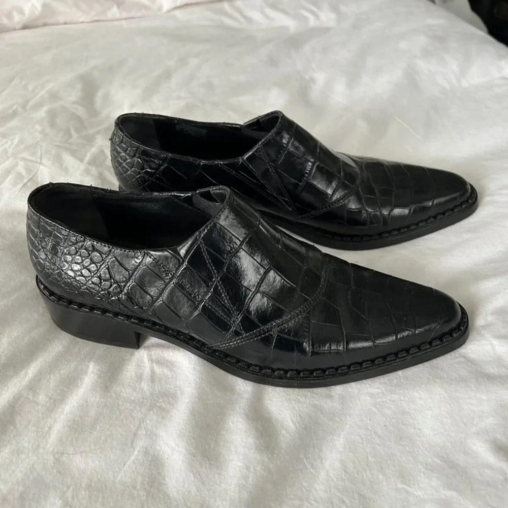 Vince Leather Croc Loafers 7.5